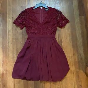 Lulus’s Angel in Disguise Burgundy Lace Dress